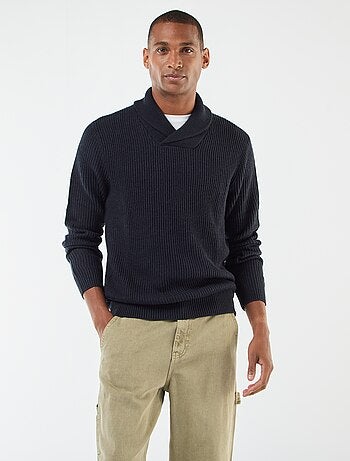 Maglione collo sciallato tinta unita