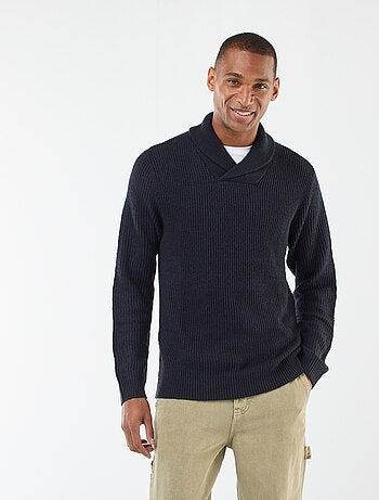 Maglione collo sciallato tinta unita