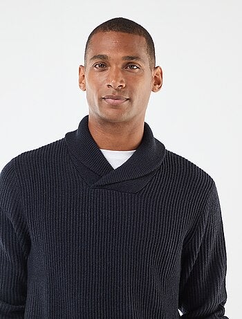 Maglione collo sciallato tinta unita