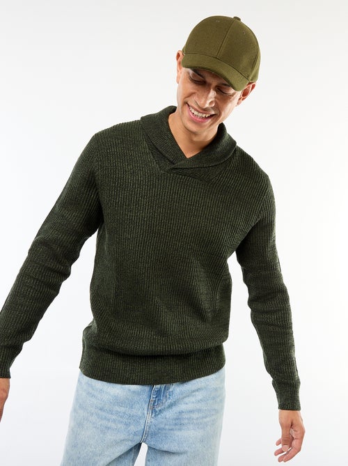 Maglione collo sciallato tinta unita - Kiabi