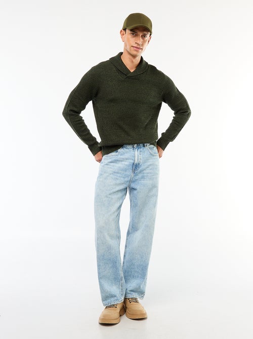 Maglione collo sciallato tinta unita - Kiabi