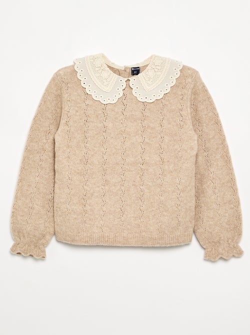 Maglione con ampio collo ricamato fantasia - Kiabi Maglione con ampio collo ricamato fantasia - Kiabi
