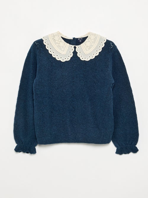 Maglione con ampio collo ricamato fantasia - Kiabi Maglione con ampio collo ricamato fantasia - Kiabi