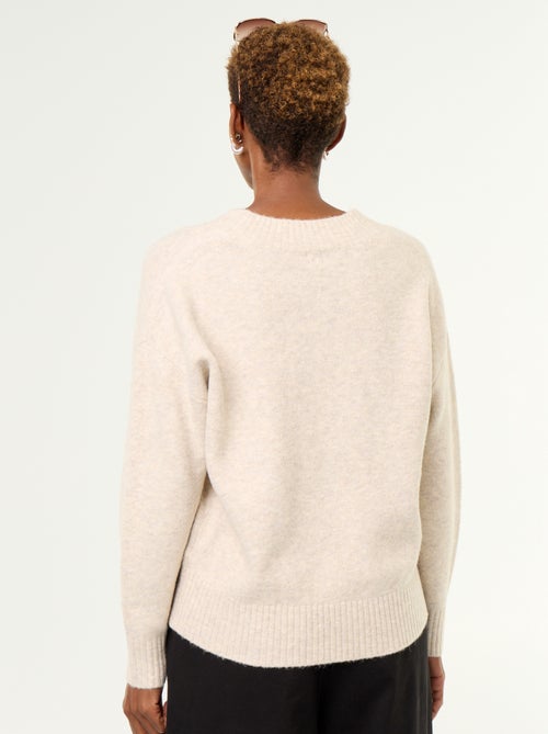 Maglione con ampio scollo a V in maglia a coste - Kiabi