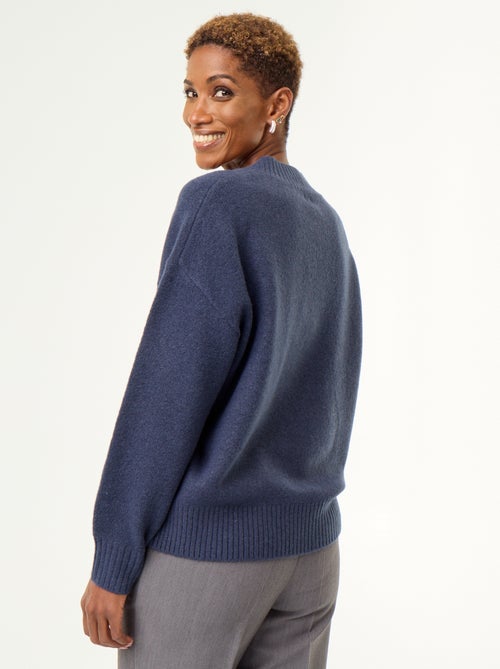 Maglione con ampio scollo a V in maglia a coste - Kiabi