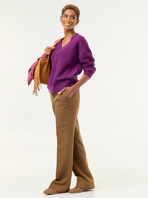 Maglione con ampio scollo a V in maglia a coste - Kiabi