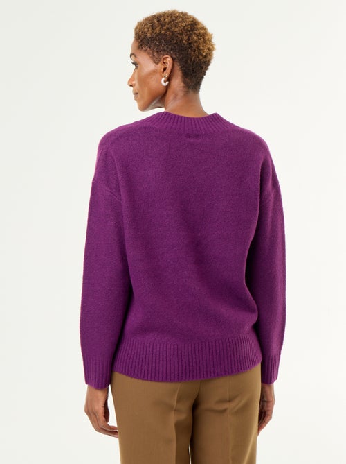 Maglione con ampio scollo a V in maglia a coste - Kiabi