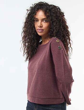 Maglia con bottoni decorativi dorati sulla spalla