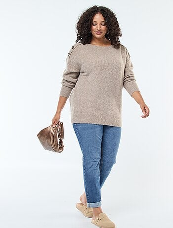 Maglione con bottoni decorativi sulla spalla