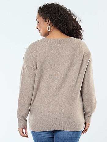 Maglione con bottoni decorativi sulla spalla