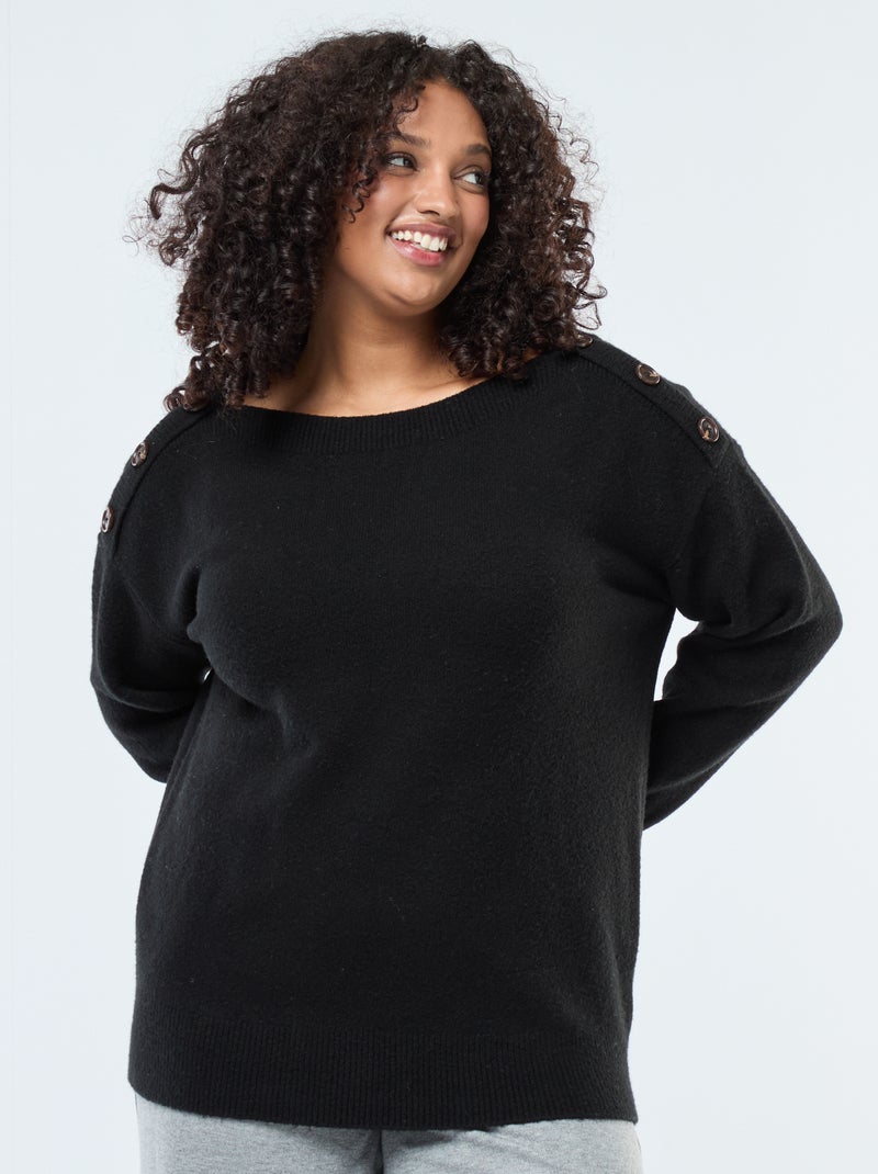 Maglione con bottoni decorativi sulla spalla Nero - Kiabi