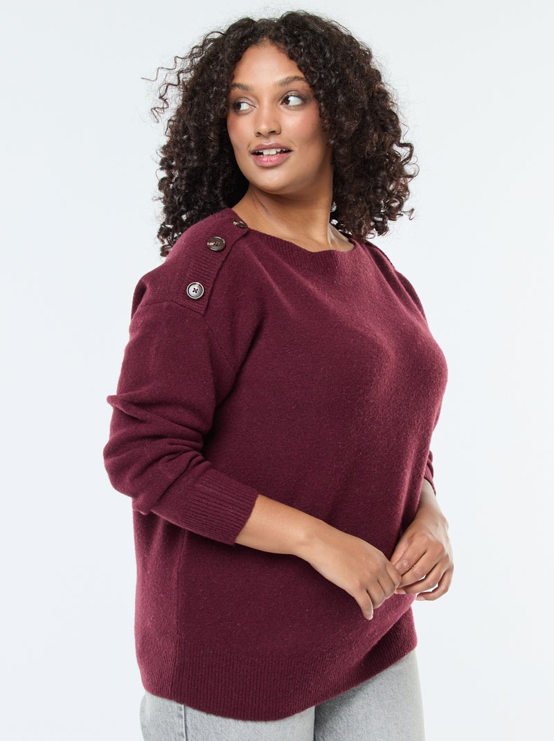Maglione con bottoni decorativi sulla spalla Rosso - Kiabi