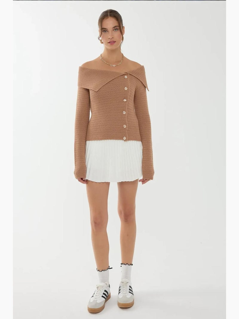Maglione con bottoni e spalle scoperte hiccup Marrone - Kiabi