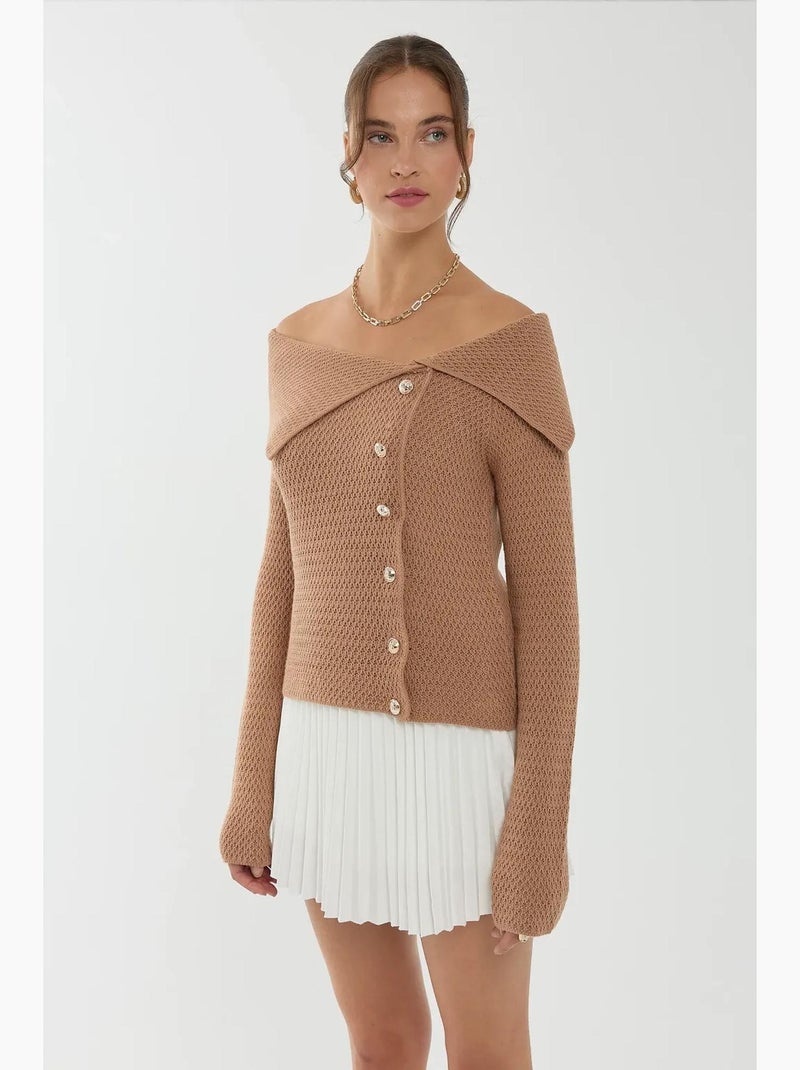 Maglione con bottoni e spalle scoperte hiccup Marrone - Kiabi