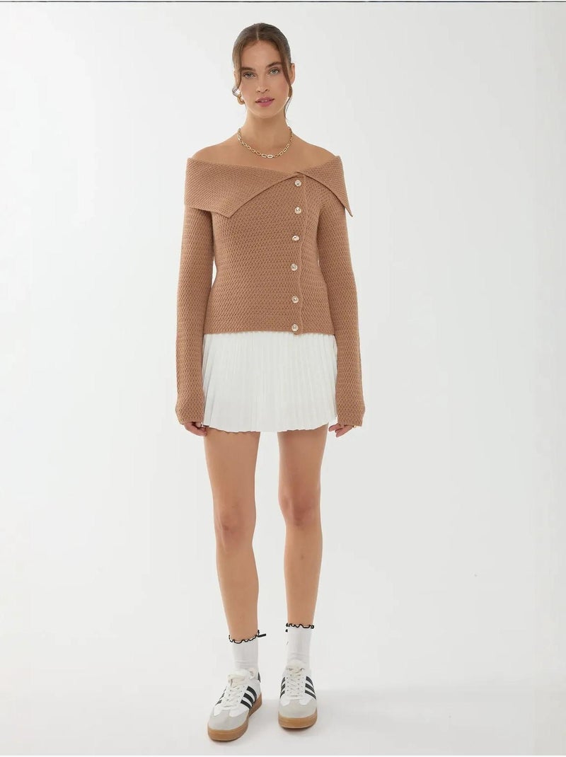 Maglione con bottoni e spalle scoperte Marrone - Kiabi