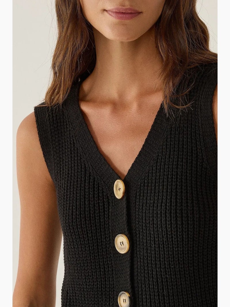 Maglione con bottoni in maglia hiccup Nero - Kiabi