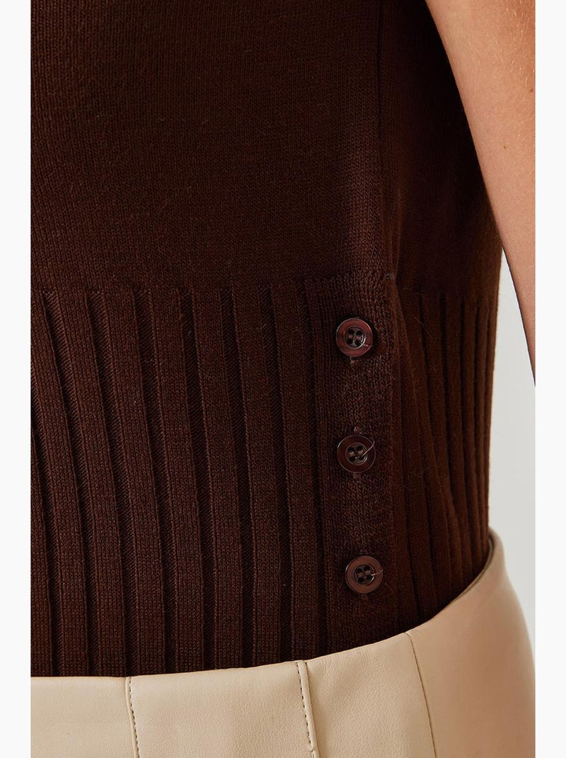 Maglione con bottoni laterali lucci Marrone cioccolato - Kiabi