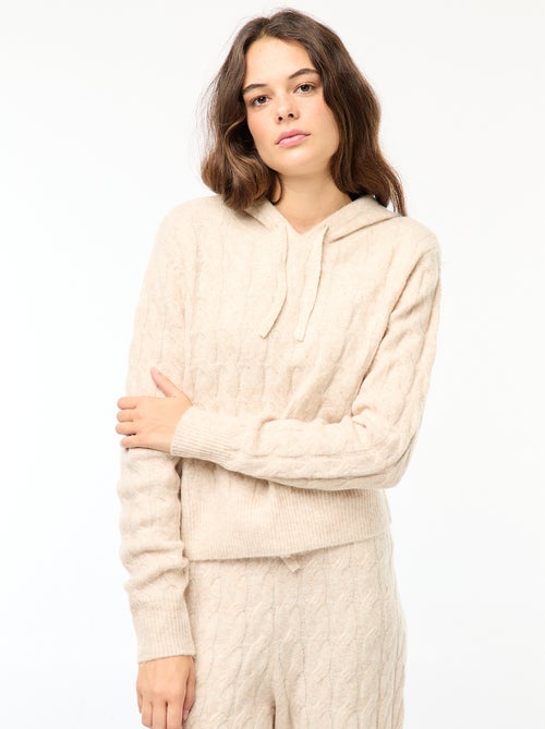 Maglione con cappuccio e trecce - Kiabi