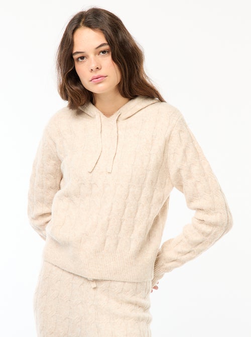 Maglione con cappuccio e trecce - Kiabi