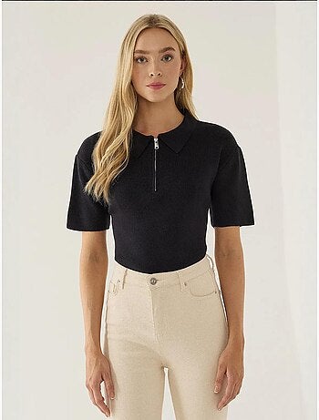 Maglione con cerniera e colletto polo