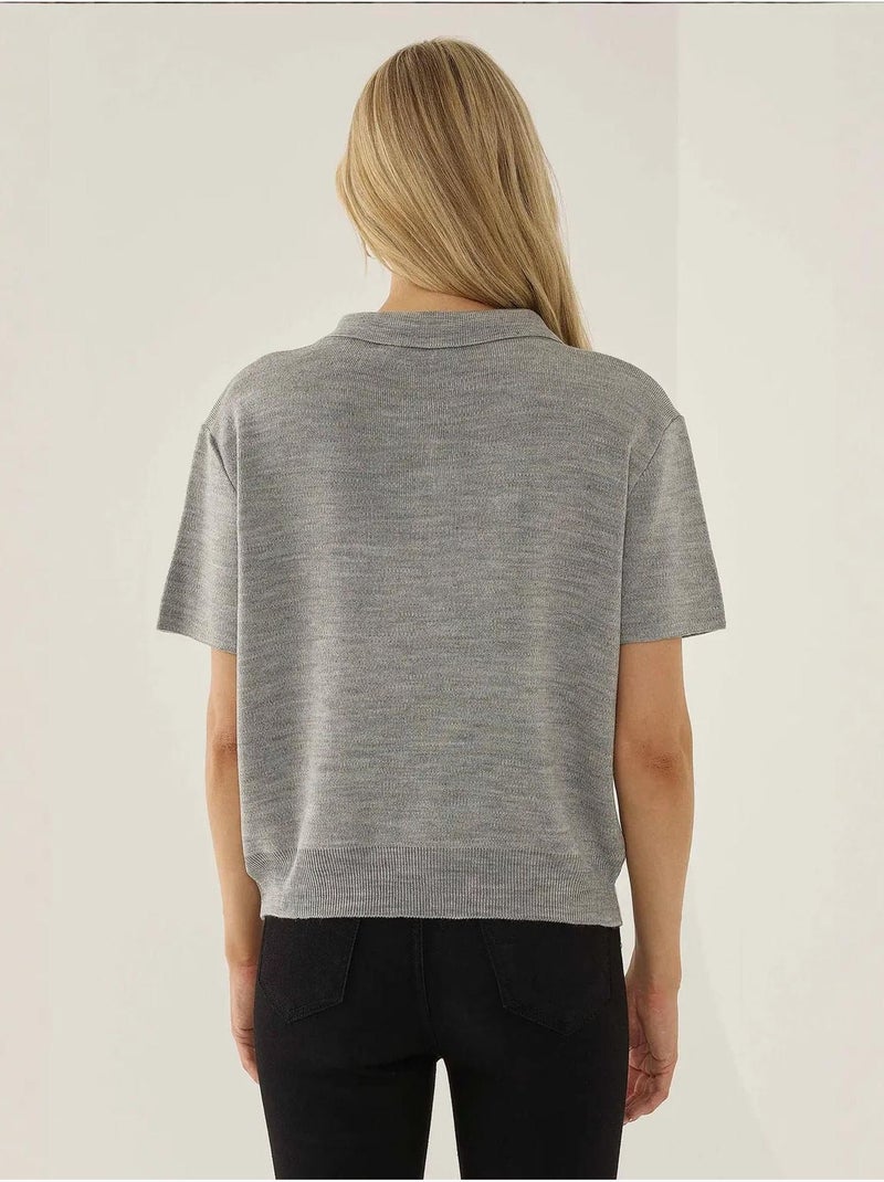 Maglione con cerniera e colletto polo Grigio - Kiabi