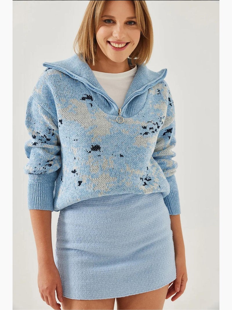 Maglione con cerniera lucci Blu chiaro - Kiabi
