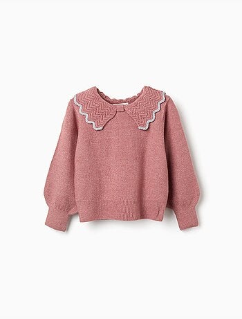 Maglione con colletto a fiocco e lurex