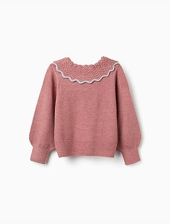 Maglione con colletto a fiocco e lurex