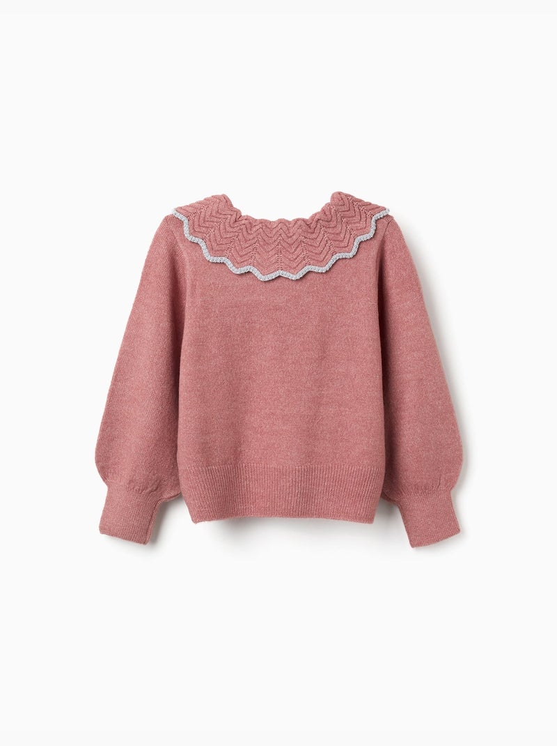 Maglione con colletto a fiocco e lurex Rosa - Kiabi