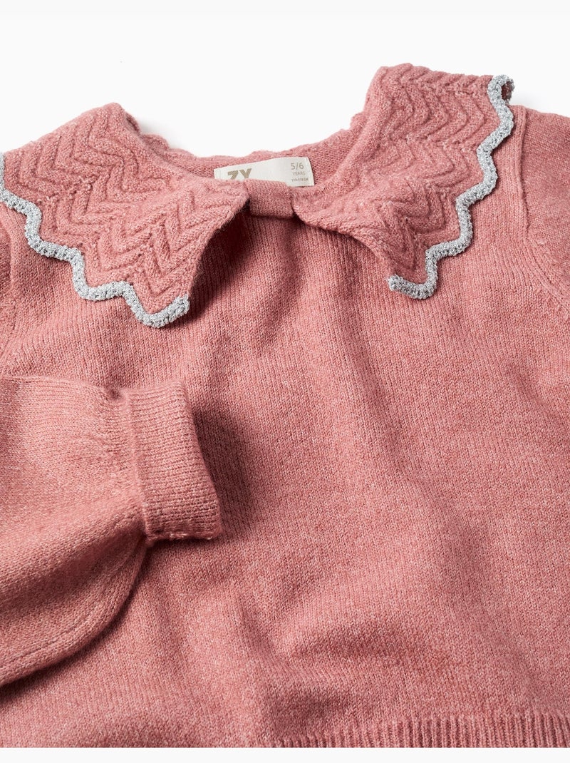 Maglione con colletto a fiocco e lurex Rosa - Kiabi