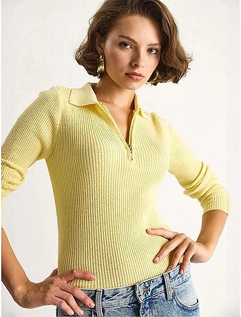 Maglione con colletto con zip lucci