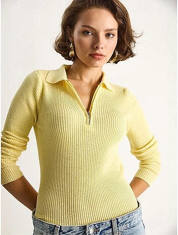 Maglione con colletto con zip lucci
