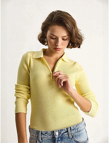 Maglione con colletto con zip lucci
