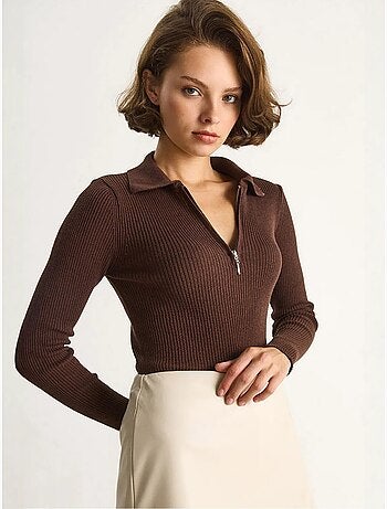 Maglione con colletto con zip lucci