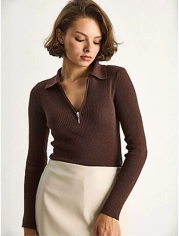 Maglione con colletto con zip lucci
