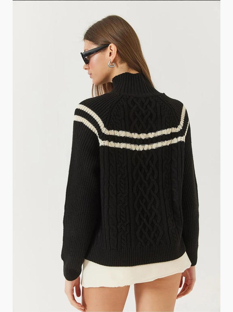 Maglione con colletto di perline e fiocco lucci Nero - Kiabi