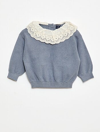 Maglione con collo in voile di cotone