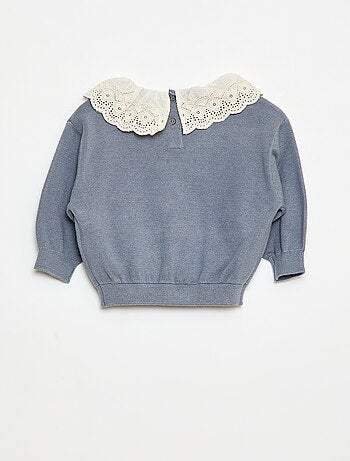 Maglione con collo in voile di cotone