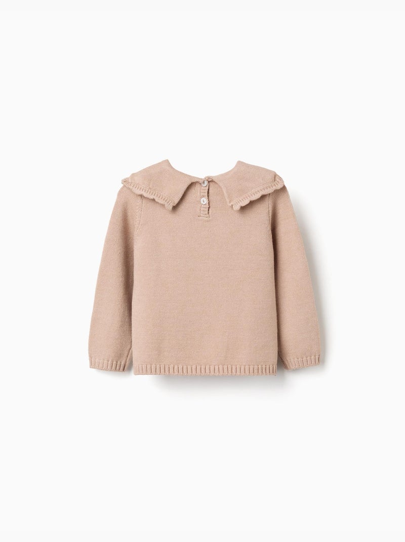 Maglione con colletto smerlato Beige chiaro - Kiabi