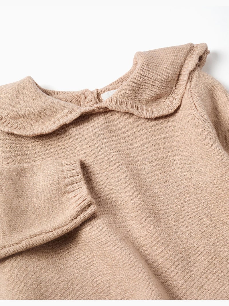 Maglione con colletto smerlato Beige chiaro - Kiabi