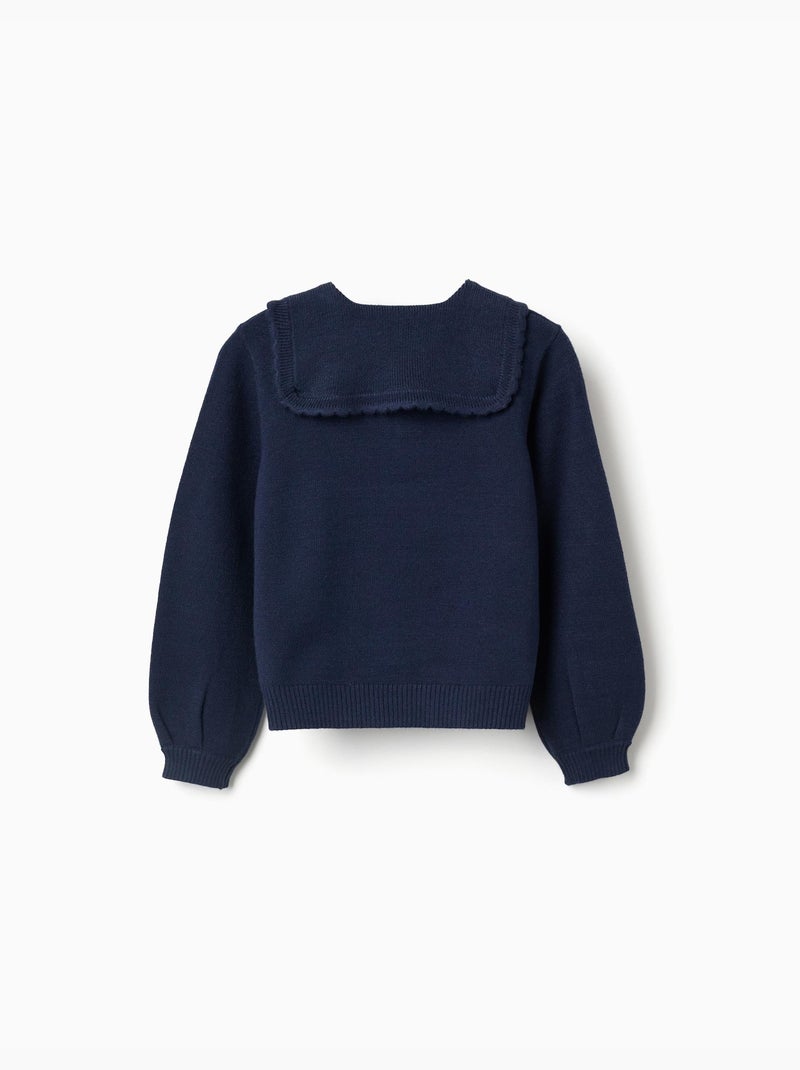 Maglione con colletto smerlato Blu scuro - Kiabi