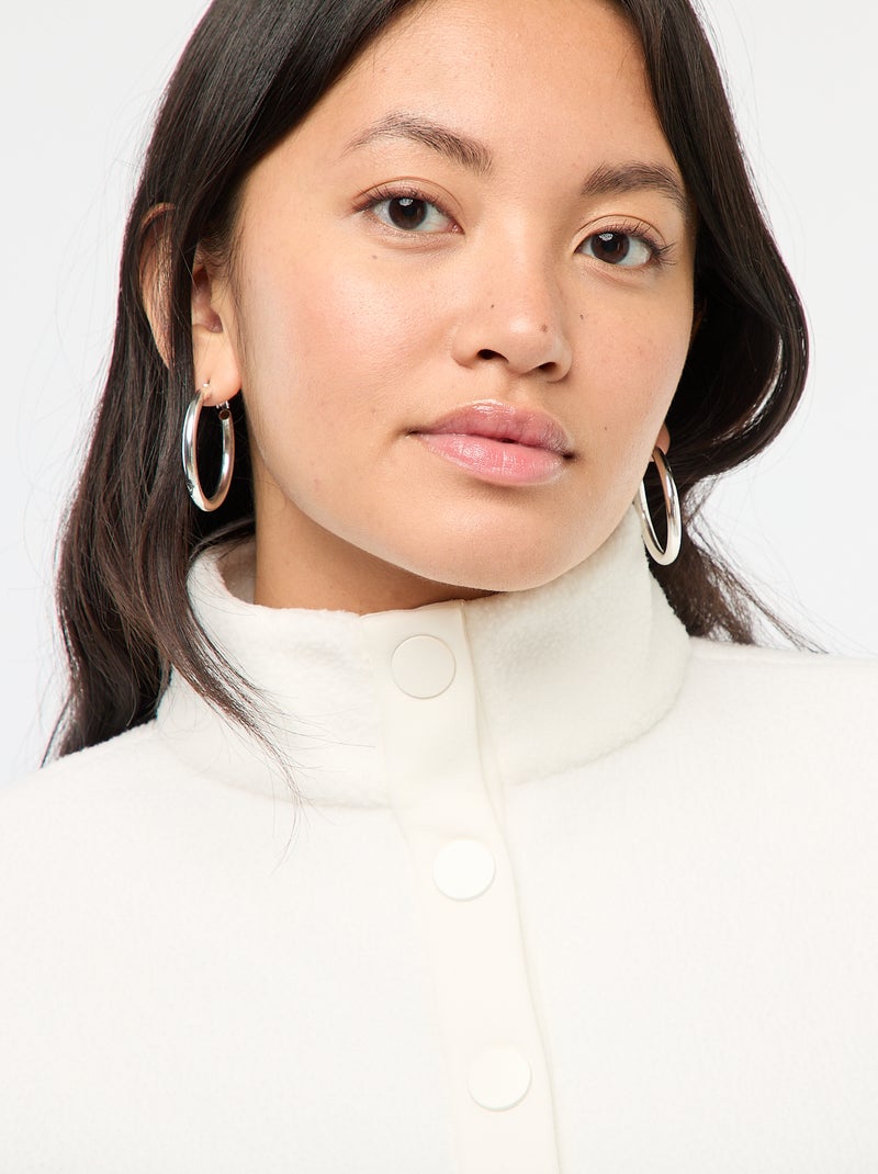 Maglione con collo a camionista in tessuto effetto montone Bianco - Kiabi