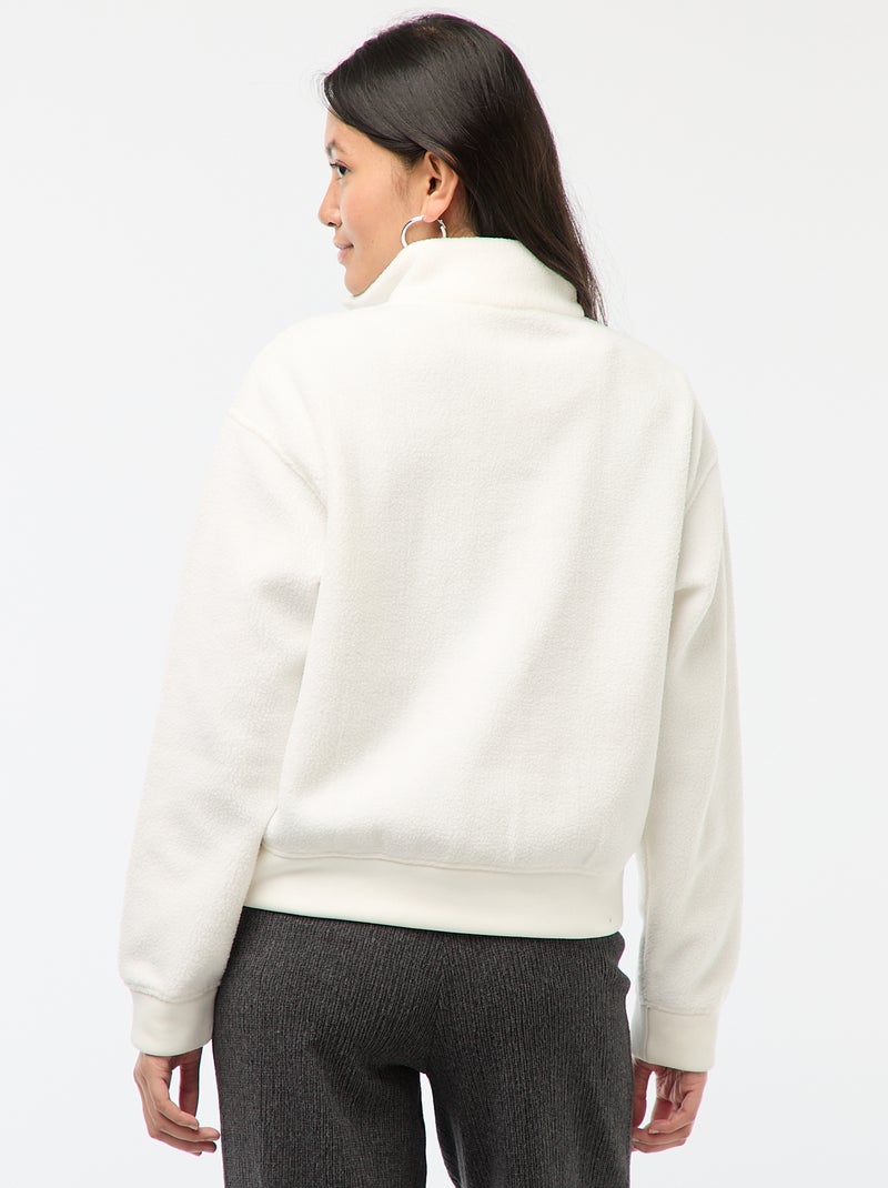 Maglione con collo a camionista in tessuto effetto montone Bianco - Kiabi