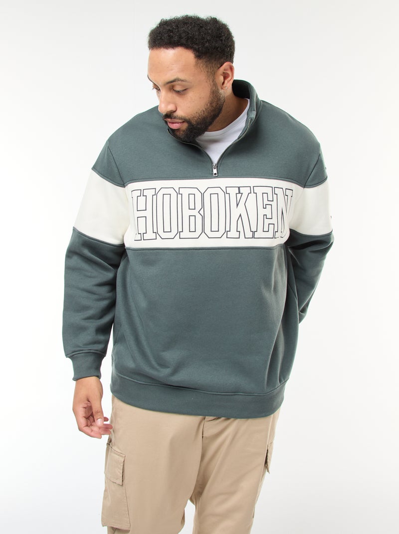 Maglione con collo a camionista stile colorblock in felpa Verde - Kiabi