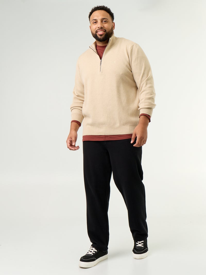 Maglione con collo a cerniera Beige - Kiabi