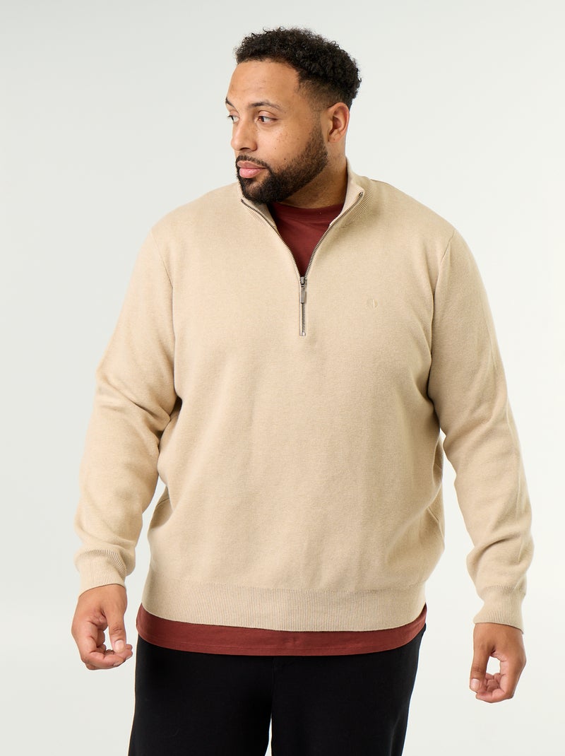 Maglione con collo a cerniera Beige - Kiabi