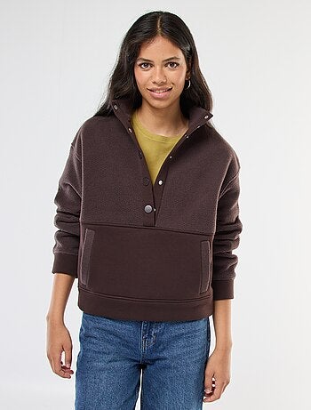 Maglione con collo a lupetto in materiale effetto montone
