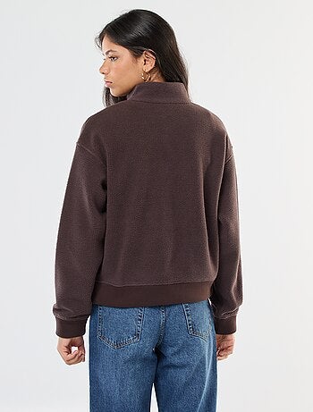 Maglione con collo a lupetto in materiale effetto montone