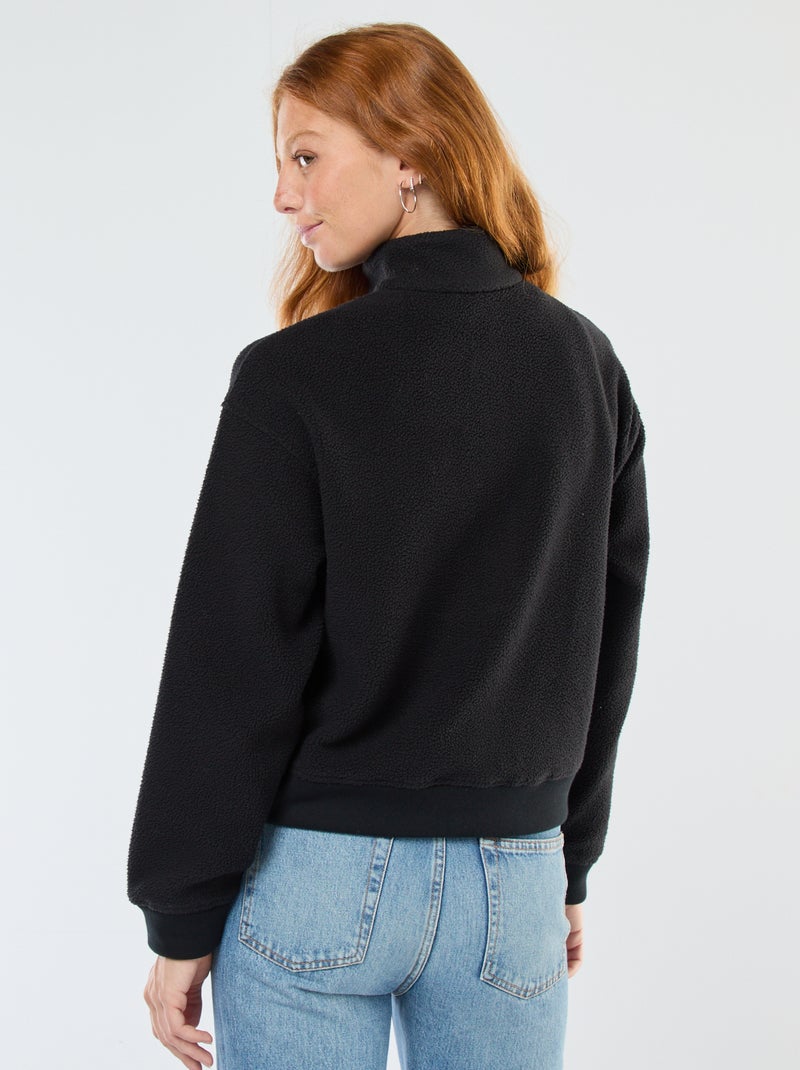 Maglione con collo a lupetto in materiale effetto montone Nero - Kiabi