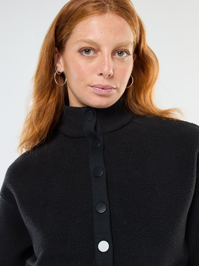 Maglione con collo a lupetto in materiale effetto montone Nero - Kiabi